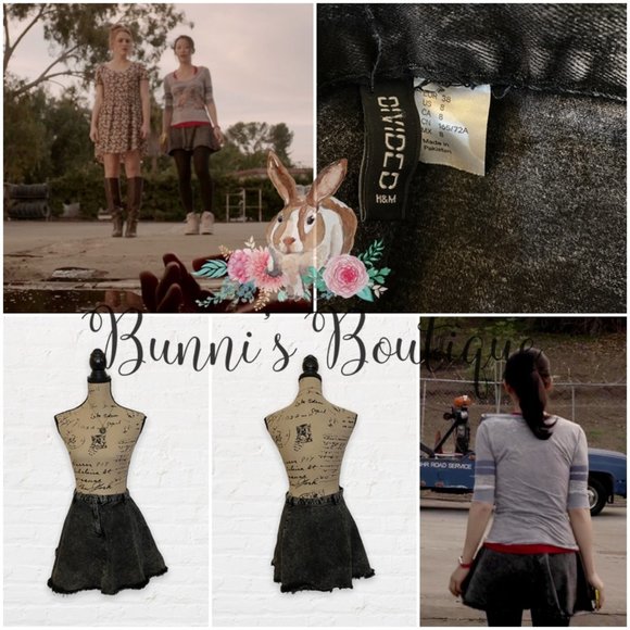 Kira Yukimura's H&M Divided Distressed Denim Circle Skirt Teen Wolf - Picture 6 of 7